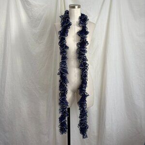 Y2K Blue Ruffle Skinny Scarf